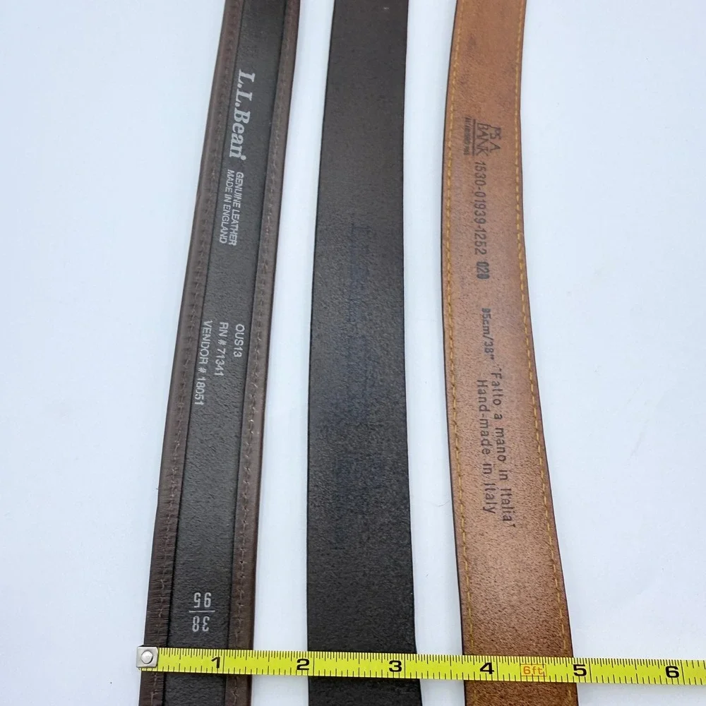 Mens Leather Belt Bundle 5pc L.L. Bean Jos A‎ Bank Territory Ahead Brown 38